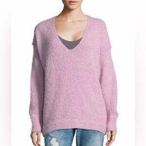 FREE PEOPLE Lofty V-Neck Sweater Light Purple Size large